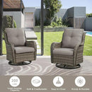Wicker Outdoor Furniture Patio Furniture Set - 6 Piece Patio Conversation Set with Swivel Rocker Chairs, Loveseat Sofa, Ottomans and Coffee Table, Gray Cushion by GreenHaven Gardens