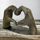 Top Brass Large Rustic Heart Hands Sculpture, 9 3/4” Resin Love Statue – Romantic Decor Accent for Shelf or Mantel – Perfect for Wedding, Valentine's Day or Anniversary (Rustic Wood Grain) by CozyNest Decor