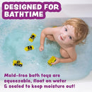 Tub Works® Construction™ Trucks Mold Free Bath Toys, 6 Pack | Sealed, No Hole Bath Toys Design Keeps Moisture Out | Soft, Squeezable & Float on Water | Baby & Toddler Bathtub Toys | Baby Pool Play by TinyTreasures Baby Boutique