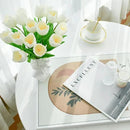 Mandy's Artificial Tulips 12 Stems White Partially Open PU Faux Flowers for Wedding Home Decor 13.5 Inch by CozyNest Decor