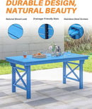 HDPE Outdoor Dining Table, 66.9” Rectangle Patio Dining Table for 6, All-Weather HDPE Outdoor Table with 2.2” Umbrella Hole, HDPE Patio Furniture for Deck, Backyard, Garden, Pool, Sky Blue by CozyNest Decor