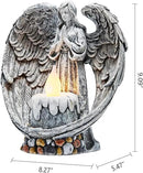 Angel Garden Statues Outdoor Cemetery Decorations for Grave Take The Cross Praying Wings Angel Figurine Cemetery Lights Patio Lawn Yard Porch Decorations 10.24 Inch by GreenHaven Gardens