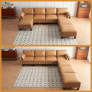 Faux Leather Modular Sofa Couch 128" Modern 7-Seat Sofa with Chaises, Upholstered Sectional Couch with Wood Square Legs for House, Living Room, Reception Room, Apartment, Tan by CozyNest Decor