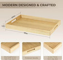 Axeman Wooden Serving Tray with Wood Handles|Ottoman Tray for Breakfast, Bed, Couch|17x12in Ash Wood Coffee Table Trays|Food Drinks Decorative Storage Boards for Ottoman Kitchen, Natural by CozyNest Decor