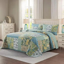 NEWLAKE Cotton Patchwork Bedspread, 3-Piece Bedding Quilt Set with Real Stitched Embroidery, Reversible Matelasse Bed Coverlet Set,Green Farmhouse Garden,Twin Size by CozyNest Decor