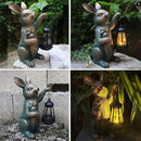 Solar Garden Statues -Rabbit Lantern Outdoor Handmade Resin Statue with LED Light, Cute Carrot Holder for Patio, Yard, Gift Ideas (rabbit2) by CozyNest Decor