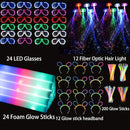 272 PCs Glow Party Supplies, 24 Foam Glow Sticks, 24 LED Glasses and 200 Glow Sticks ＆ Bracelets, 12 Glow sticks headband 12 Fiber Optic Hair Light，Glow Neon Party Favors for Wedding, Concert, Raves by TinyTreasures Baby Boutique