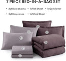 Monbix Queen Comforter Set - 7 Pieces Cationic Dyeing Italian Plum Bed in a Bag Queen Bedding Sets with Comforter, Sheets, Pillowcases & Shams, Reversible Bedding Comforters Sets by CozyNest Decor