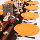 FLOWERCAT 60PCS Orange Plates - Heavy Duty Orange Plastic Plates Disposable for Halloween & Thanksgiving Party - Serve 30 Guests 10.25inch and 7.5inch by CozyNest Decor