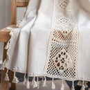 Sutuo Home Boho Curtain Crochet Lace Patchwork Semi-Blackout Bohemian Handmade Tassels, Rod Pocket Window Treatment Vintage Rustic Farmhouse Drapes for Bedroom, 1 Panel 59" W x 108" L, Beige by CozyNest Decor