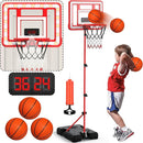 Kids Indoor Basketball Hoop with Scoreboard & Timer,Toddler Adjustable Height Basketball Goal Toy for Outdoor Backyard,Sports Game Play by TinyTreasures Baby Boutique