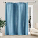 Macochico Extra Wide 100% Blackout Linen Curtains for Sliding Door Pleated Curtains with Hooks Insulated Soft Linen Drapes for Bedroom Living Room with Tieback Blue 100”Wx84”L 1 Panel by CozyNest Decor