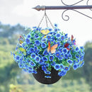 ‌20 Bundles Artificial Flowers for Outdoors‌ with 6 Faux Butterflies, UV Resistant ‌Fake Flowers‌ with Eucalyptus Leaves, ‌Artificial Plants Outdoor‌ for Patio Garden Porch Home Decor (Blue) by CozyNest Decor