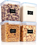 Vtopmart Food Storage Containers 2.5L / 84.5oz, 4 Pieces BPA Free Plastic Airtight Canister for Flour, Sugar, Baking Supplies, with 4 Measuring Cups and 24 Labels, Blue by CozyNest Decor