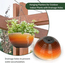 12 inch Hanging Planters for Indoor Outdoor Plants, 2 Pack Large Hanging Flower Pots with Drainage Holes and Chain, Glazed Hanging Baskets for Home Garden Decoration, Orange by GreenHaven Gardens