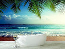 WFBHUA-Large Beach Scene Wallpaper Mural Dusk Waves Wall Murals for Bathroom Living Room Bedroom(Not Peel and Stick) by CozyNest Decor
