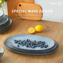 famiware Serving Platter, Oval 15.59/14.3/12.9inch Serving Dishes for Entertaining, Serving Bowls, Reactive Glaze, Stoneware Serving Trays for Party, Food, Turkey, Cheese, Ocean Series, Blue by CozyNest Decor