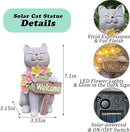 Solar Cat Garden Statue for Outdoor Decor, Cat Solar Light with Flowers, Resin Welcome Cats for Garden, Yard, Lawn Decor, Cats Lover Gifts for Women by CozyNest Decor