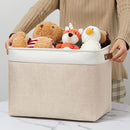 DULLEMELO 2-Pack Large Storage Baskets for Organizing 16"x12"x12" Canvas Fabric Storage Basket Bins With Leather Handles for Shelf Clothes Empty Gift Basket (White&Khaki) by TinyTreasures Baby Boutique