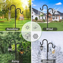 Double Shepherds Hooks for Outdoor, Bird Feeder Pole with 5 Prongs Base, Heavy Duty Garden Hook for Lantern, Wind Chime and Hummingbird Feeder, 45 Inch, 2 Pack by GreenHaven Gardens
