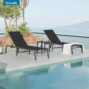 Chaise Lounge Outdoor, Foldable Aluminum Pool Lounge Chairs with 5 Positions Recliner - Free Assembly - Patio Chaise Lounge Chair for Poolside, Beach, Yard (Black) by GreenHaven Gardens