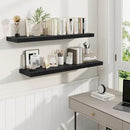 Fun Memories 40" Rustic Wood Floating Shelves with Invisible Brackets for Storage & Decor, Deep Wall Mounted Shelves for Bathroom, Kitchen, Living Room (Black, Set of 2) by CozyNest Decor