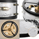 13" Industrial Drum Glass Chandelier, 3-Light Rustic Hanging Pendant Lights, Metal Round Lighting Fixture for Dining Room Foyer Entryway Hallway Bedroom, Clear Waterglass Drum Shade by CozyNest Decor