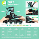 2PM SPORTS Vinal Girls Adjustable Flashing Inline Skates, All Wheels Light Up, Fun Illuminating Skates for Kids Men Adult Women and Boys by TinyTreasures Baby Boutique