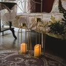 HPC Decor Modern Farmhouse Lantern - 22'' 19'' Large Tall Gold Metal Candle Lanterns with Timer Flickering Candles for Living Room, Outdoor, Fireplace Mantle Decor by CozyNest Decor