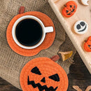 Whaline 4Pcs Halloween Pumpkin Handmade Braided Cotton Coasters Orange Black Pumpkin Shape Drink Coasters Absorbent Cup Coasters for Home Office Party Decor, 4.7 Inch by CozyNest Decor