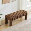 43.3" Bedroom Bench, Upholstered Entryway Bench, Modern End of Bed Ottoman with Solid Wood Legs and Adjustable Foot Pegs for Entryway, Dining Room and Living Room (Brown Boucle) by CozyNest Decor