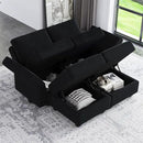Belffin Modular Sectional Sofa with Reversible Chaise L Shaped Couch with Ottoman Modular Sofa Couch with Storage Black by CozyNest Decor