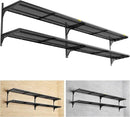 2-Pack 2 Tier 1.3x4ft Garage Shelving Wall Mounted, 800 lbs Load Capacity，15.6x48inch per Shelf Height Cassette Adjustable Floating Shelves(Black) by GreenHaven Gardens