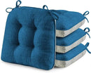 puredown® Chair Cushions for Dining Chairs, Tufted Memory Foam Chair Pads with Non-Slip Backing, Kitchen Seat Cushions with Ties, Washable Seat Pads Set of 4, 15.5" x 15.5" x 4", Navy by CozyNest Decor