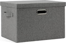 Large 17" 36 Quart Collapsible Stackable Storage Bins with Lids, 1 Pack Grey Foldable Fabric Closet Storage Boxes with Lids, 4 Handles Heavy-duty Linen Cube Baskets for Bedroom by CozyNest Decor