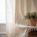 Sutuo Home Boho Curtains for Bedroom Nursery, Bohemian Semi-Blackout Geometric Crochet Hollow Lace Patchwork with Textured Linen Fabric Farmhouse Tassels Rod Pocket Window Drapes, 59"W x 72"L, 1 Panel by CozyNest Decor
