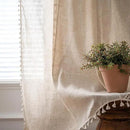 Sutuo Home Boho Linen Curtains for Kitchen Bedroom, Bohemian Semi Sheer Crochet Hollow Lace Patchwork with Textured Fabric Vintage Chic Handmade Tassels Rod Pocket Window Drapes, 59"W x 63"L, 1 Panel by CozyNest Decor