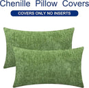 CaliTime Throw Pillow Covers Decorative 16 X 26 Inches Pack of 2 Cozy Chenille Cushion Cases for Couch Sofa Bed Living Room Home Forest Green by CozyNest Decor