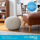 BIRDROCK HOME Round Pouf Ottoman | Cotton Braided Foot Stool with Bean Bag Filling | Boho Foot Rest for Living Room & Bedroom | Compact & Comfortable Seating, Lightweight & Soft | Ivory by CozyNest Decor