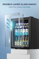 EUHOMY Beverage Refrigerator Cooler - 68 Can Mini Fridge with Glass Door for Soda, Beer, Wine, Small Refrigerator with Digital Temperature Control and Adjustable Shelves for Home Office Bar, 1.7 Cu.ft by CozyNest Decor