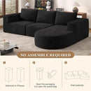 Modular Sectional Sofa with L-Shape Chaise,Cloud Sectional Modern Sleeper Couch with Deep Seat,Sponge Compression Sofas No Assembly Required(Black-Corduroy Fabric) 1PCS by CozyNest Decor
