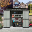 Domi Outdoor Storage Shed 5' x 3’, Metal Garden Shed with Galvanized Steel Frame for Bike, Tools, Lawn Mowers, Pool Toys, Outdoor Storage Cabinet with Lockable Door for Garden Lawn Patio (Dark Grey) by GreenHaven Gardens