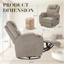 Recliner Chair, 360° Swivel Rocker Chair for Adults, Rocking Recliner Chair with Massage, Comfy Single Sofa with Side Pockets Cup Holders for Living Room, Bedroom, Nursery (Fabric, Khaki) by TinyTreasures Baby Boutique