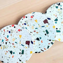 Terrazzo Drink Absorbent Coasters with Holder Set of 6, Ceramic Coaster for Drinks, Coffee Table Decor, Water Absorbing Stone Coaster for Drinks (Mosaic) by CozyNest Decor