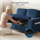 LINSY HOME Loveseat Sofa with Storage - Comfy Plush Corduroy 2 Seater Sofa with USB Charging & Cup Holders, Deep Seat Love Seat for Small Spaces Living Room Bedroom Apartment, Blue by CozyNest Decor