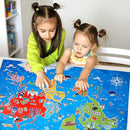 Jumbo Floor Puzzle for Kids,World Map Jigsaw Geography Puzzles,48 Piece Globe Atlas Puzzle with Continents,United States Puzzle for Ages 3-5,Preschool Learning Toys Gift for 4-8 Years Old by TinyTreasures Baby Boutique