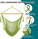 JoyView Hammock Chair with Spreader Bar Caribbean Hammock Swing Chair 300 LBS Weight Capacity XL Rope Hanging Chair for Outdoor Indoor Garden Yard - Light Green by GreenHaven Gardens