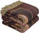 Boho Throw Blanket for Bed with Tassels,100% Cotton Ultra Soft and Cozy Large Blanket Elephant Printed Farmhouse Decor Bed Blankets,80"×90" All Season Rustic Throw for Sofa Couch Chair-Brown by CozyNest Decor