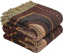 Boho Throw Blanket for Bed with Tassels,100% Cotton Ultra Soft and Cozy Large Blanket Elephant Printed Farmhouse Decor Bed Blankets,60"×80" All Season Rustic Throw for Sofa Couch Chair-Brown by CozyNest Decor