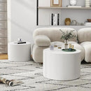 Round Coffee Table Set of 2, Modern Wooden White Nesting Coffee Tables for Living Room, No Assembly Required Circle Side Tables Set Accent End Table for Bedroom, Balcony by CozyNest Decor